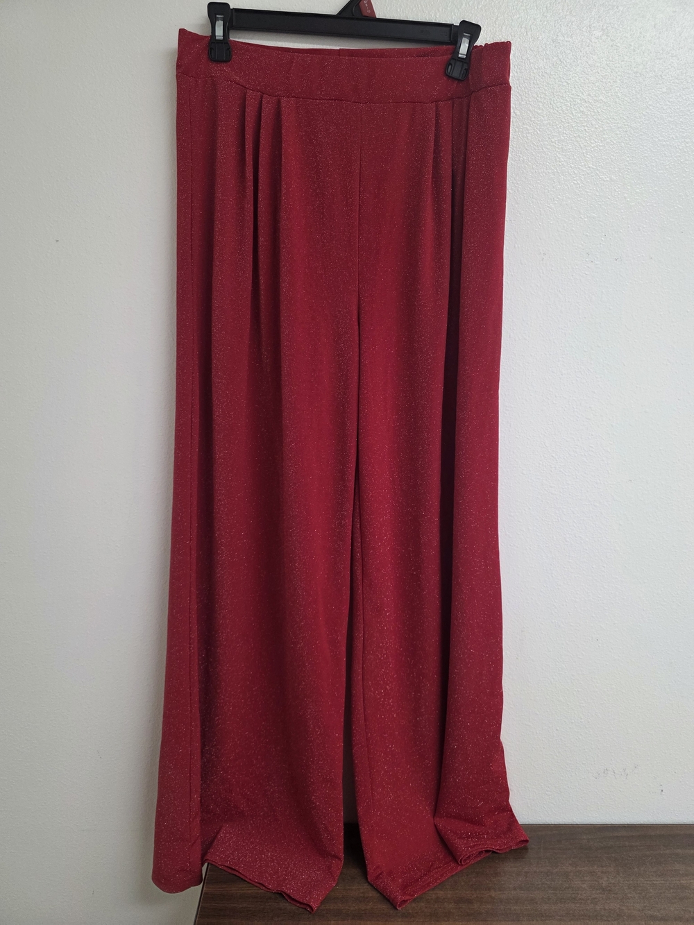 Source Unknown Red Sparkle Wide-Leg Palazzo Pants (0695)